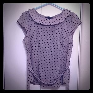 H&M Top, Gray with black polka dots